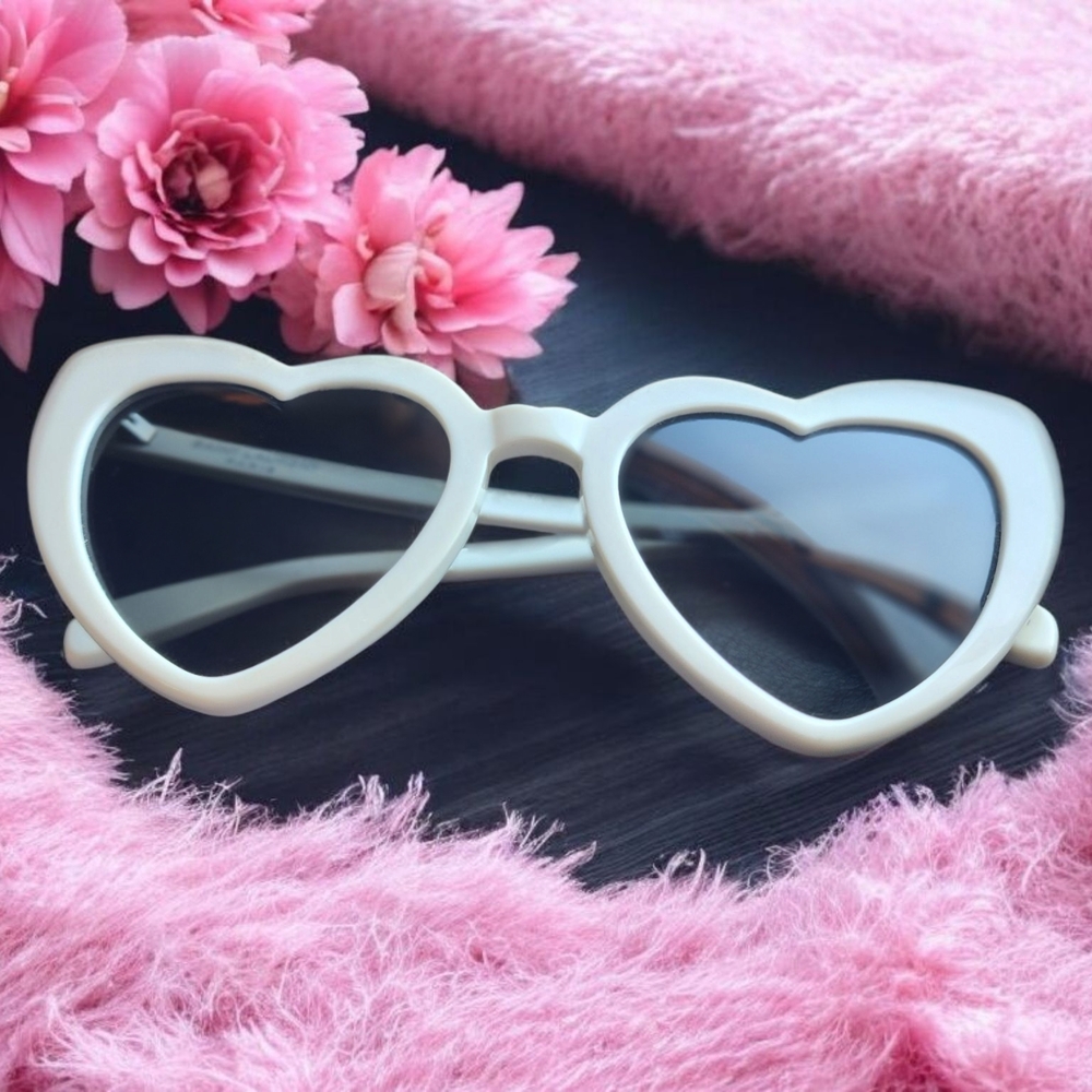 Saint Laurent White Heart-Shaped Sunglasses
